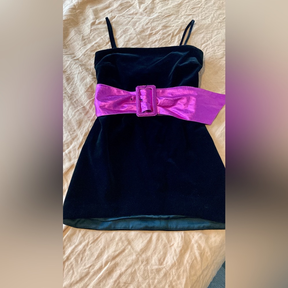 NWT Limited Edition Zara Mini Velvet Dress with Leather Belt
